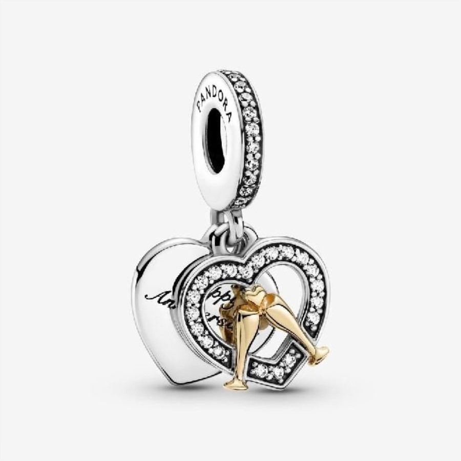 14 Karat Gull Tofarget Gratulasjonsjubileum Dingle Charms Pandora