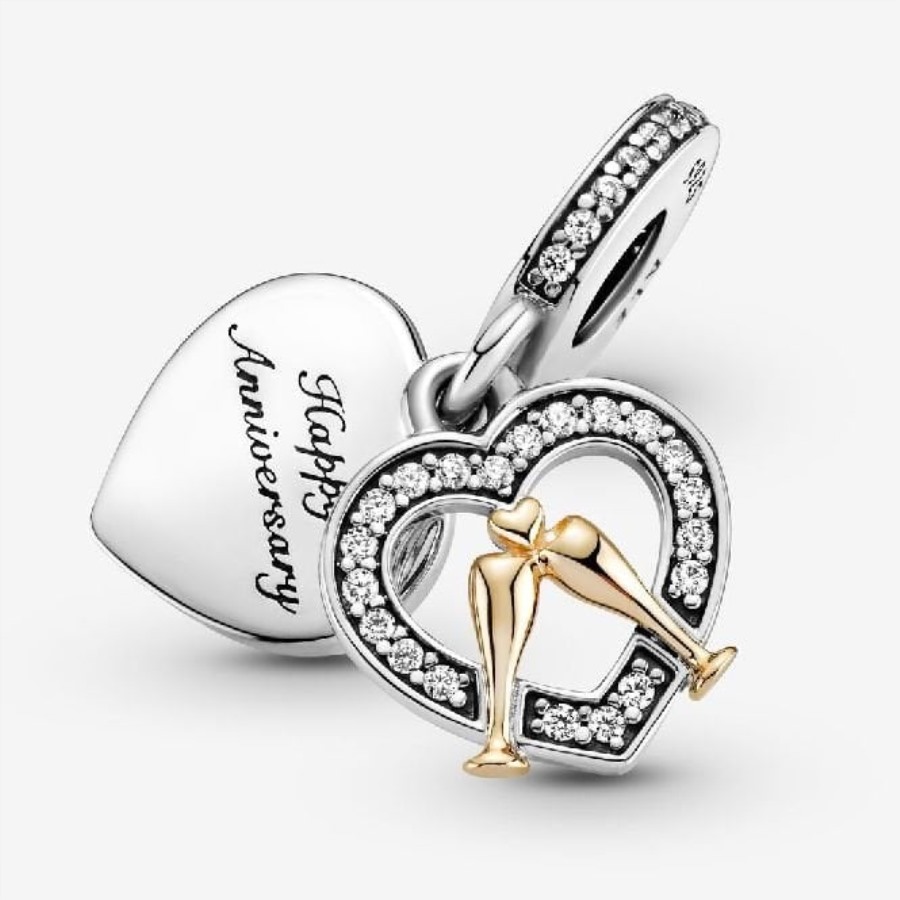 14 Karat Gull Tofarget Gratulasjonsjubileum Dingle Charms Pandora