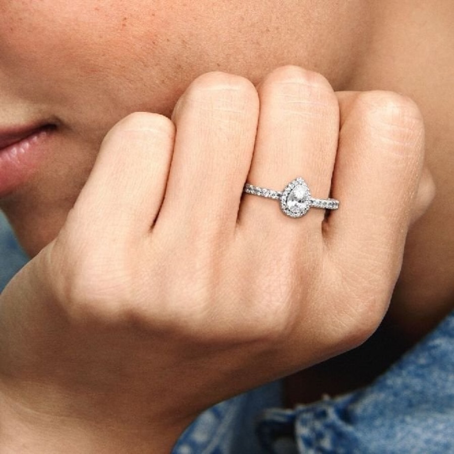 Klassisk Pandora Teardrop Halo Ring