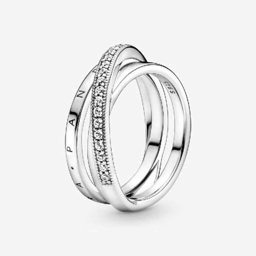 Crossover Pave Triple Band Ring Merke Pandora