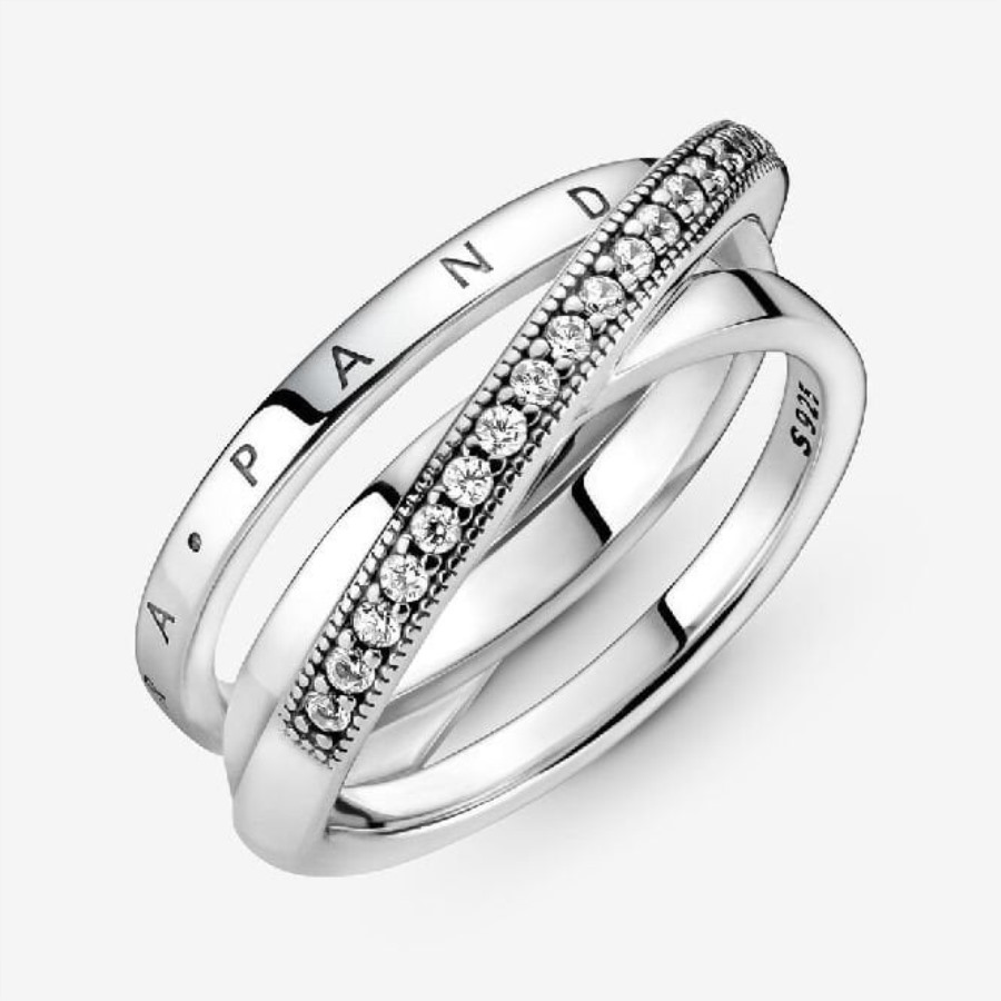 Crossover Pave Triple Fashion Band Ring Pandora