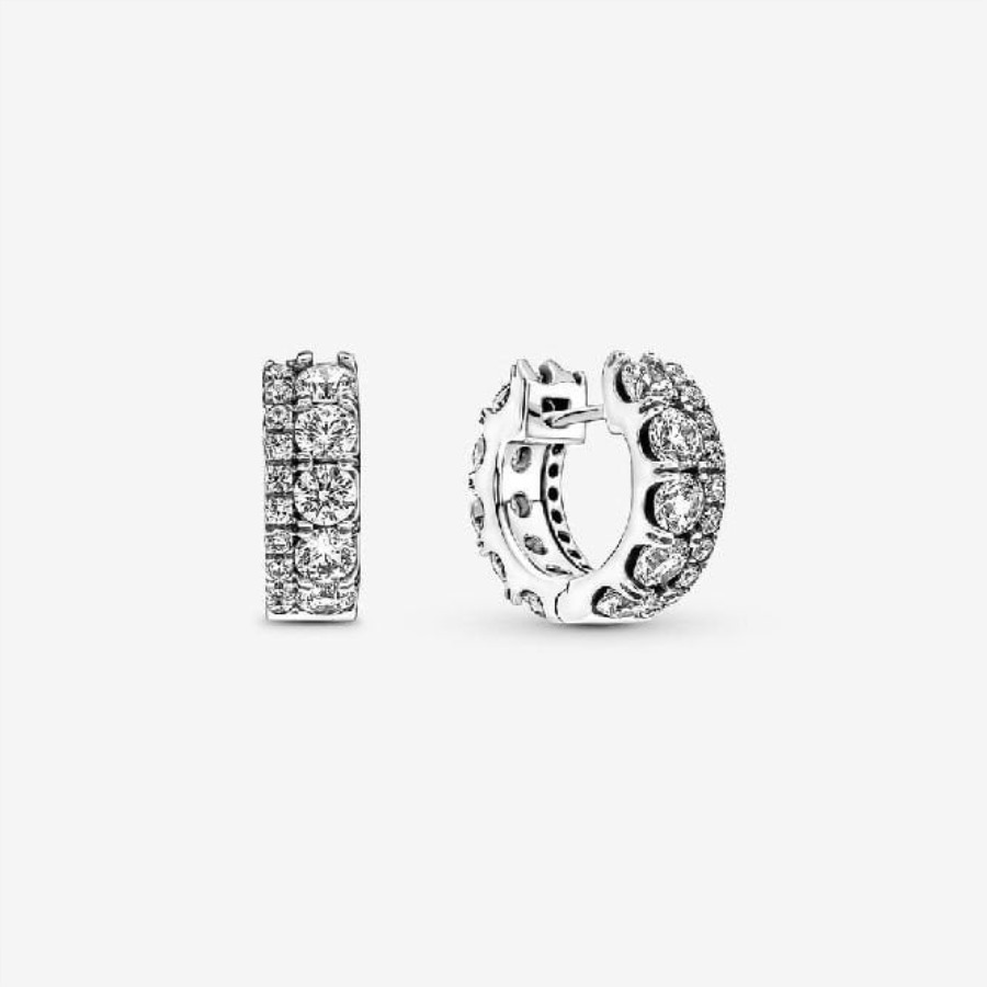 Double Band Pave Hoop øredobber Pandora