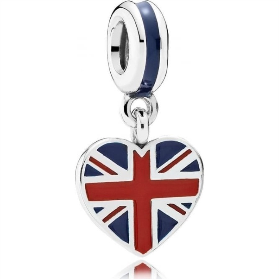 Storbritannia Union Jack Hjerte Dingle Sjarm Pandora