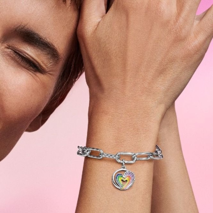 Meg Regnbuehjerte Av Frihet Medaljong Sjarm Pandora