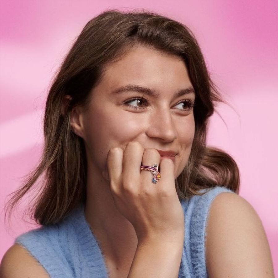 Meg Rose Gull Brennende Flamme Mini Dingle Sjarm Pandora