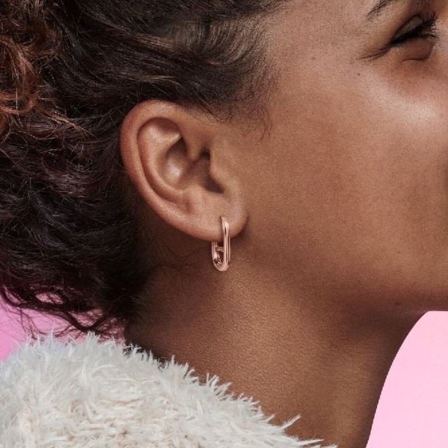 Meg Rose Gull Single Link ørering Pandora