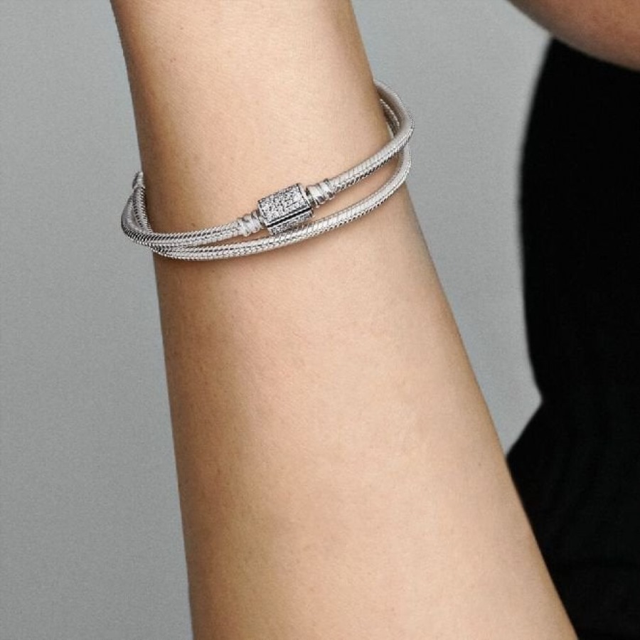 øyeblikk Dobbel Wrap Fat Pandora Lås Slange Kjede Armbånd & Choker