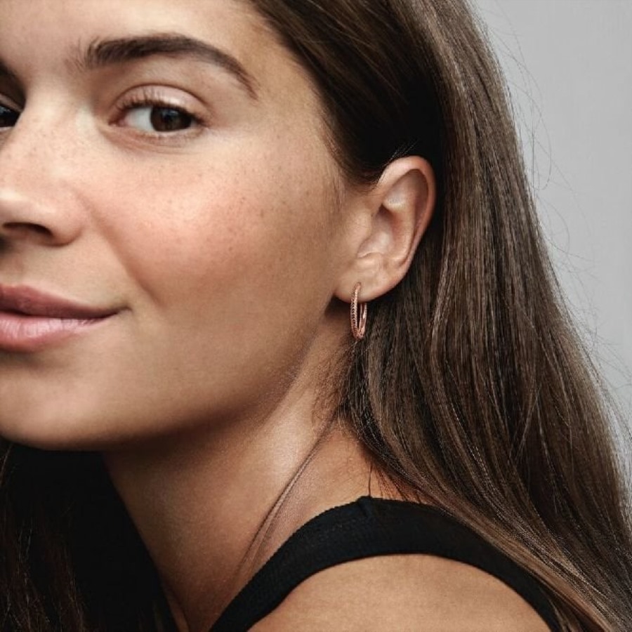 øyeblikk Rose Sjarm Bøyle øredobber Pandora