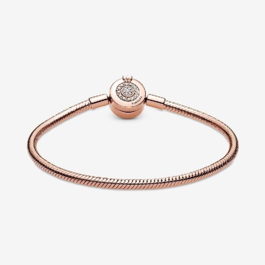 Pandora øyeblikk Rose Glitrende Krone Eller Slange Kjede Armbånd