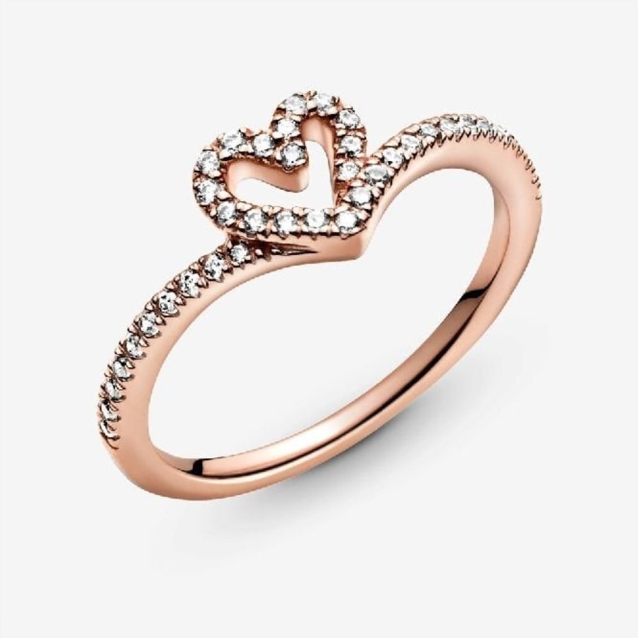 Pandora Rose Glitrende ønskebein Hjertering