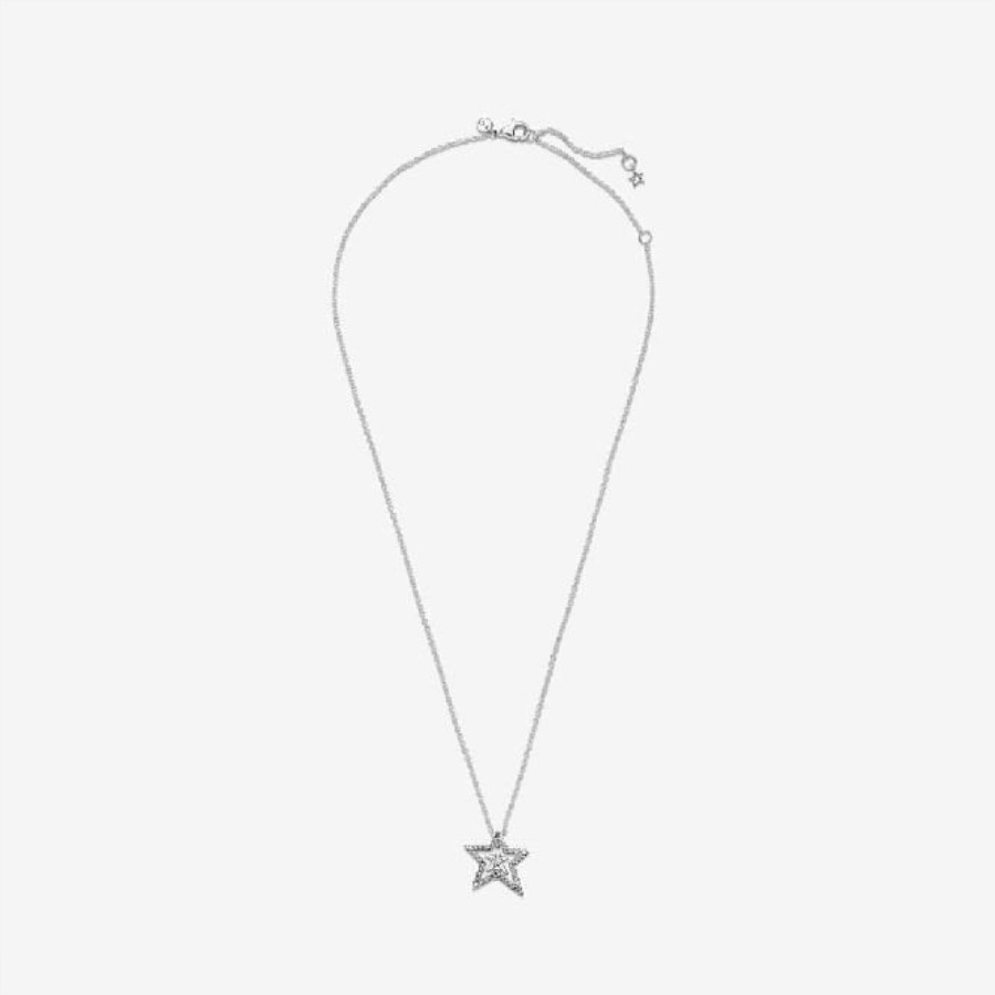 Pave Asymmetrisk Star Collier Halskjede Pandora