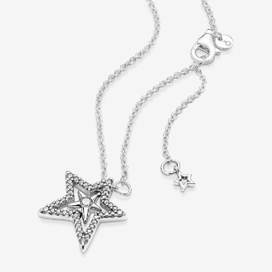 Pave Asymmetrisk Star Collier Halskjede Pandora