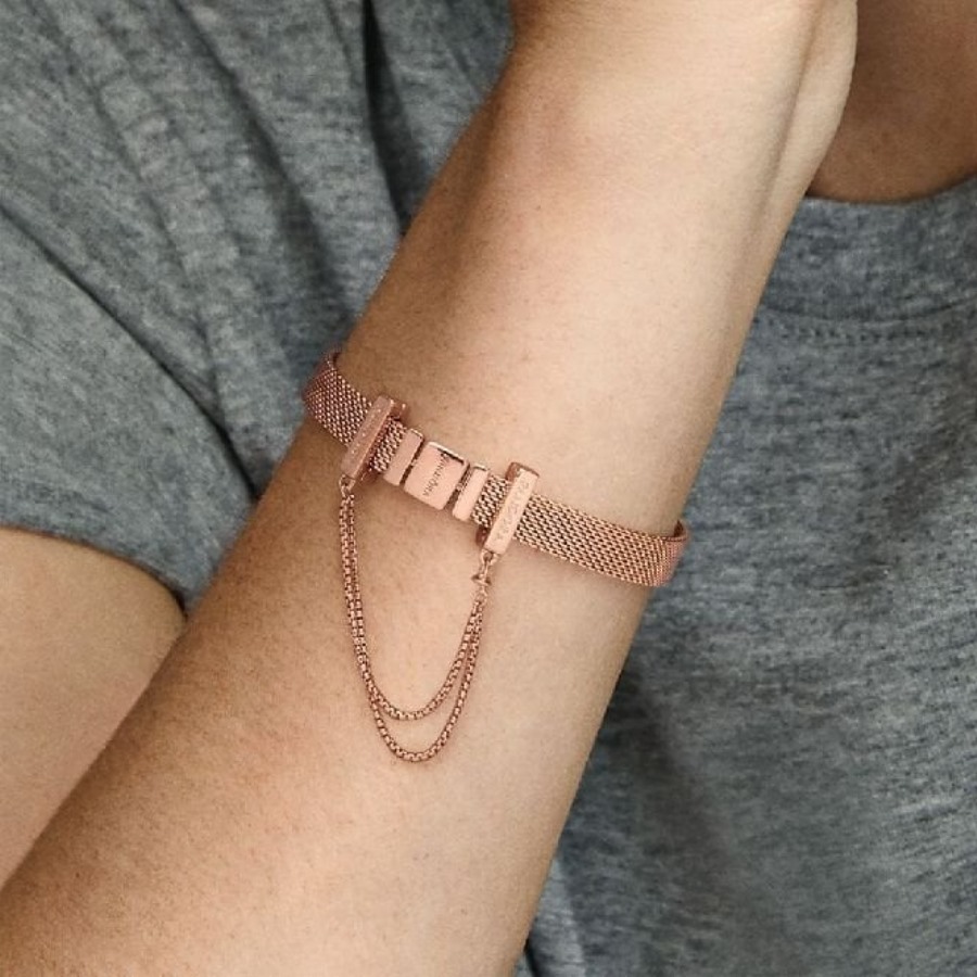 Refleksjoner Rose Sikkerhetskjede Clip Sjarm Pandora