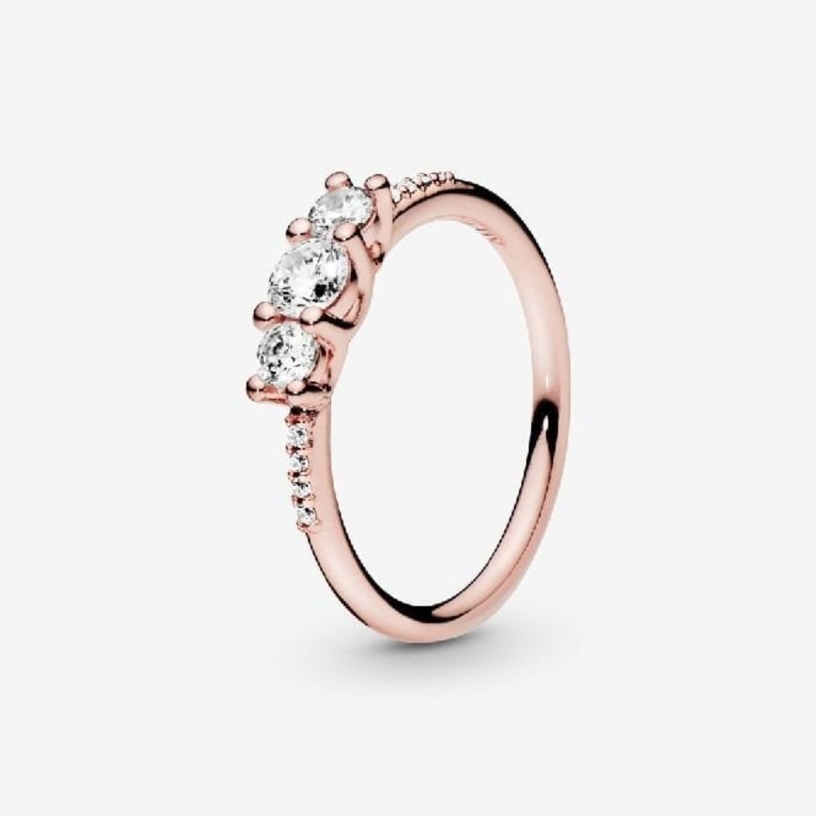 Rose Merke Pandora Klar Tre-steins Ring