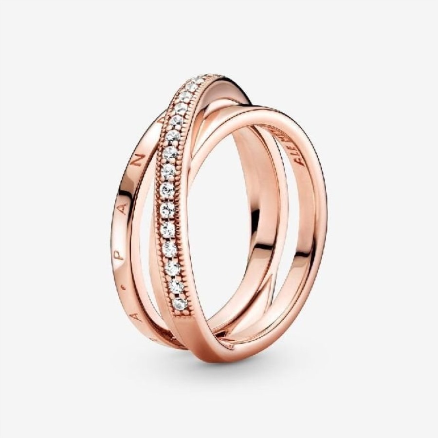 Rose Crossover Pave Triple Band Ring Pandora