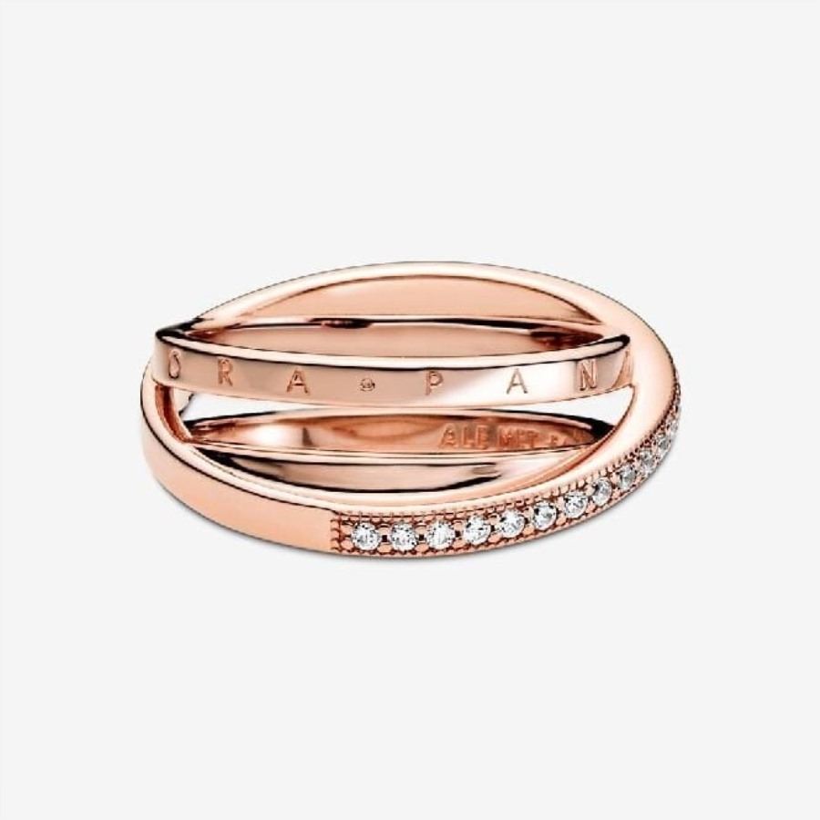 Rose Crossover Pave Triple Band Ring Pandora