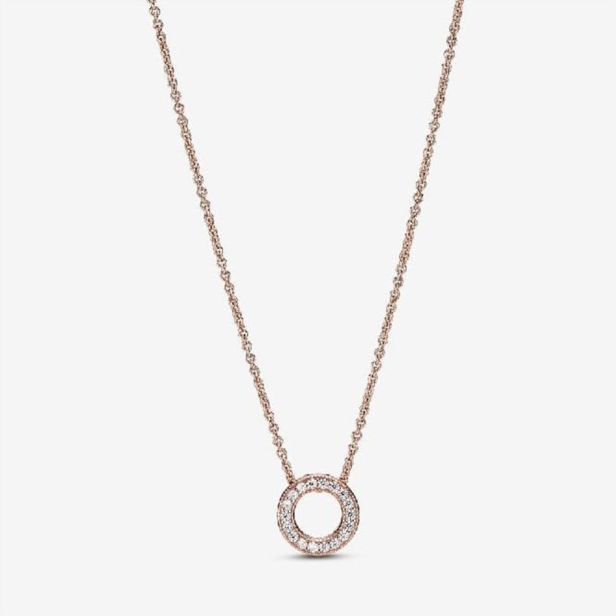 Rose Logo Pave Sirkel Collier Halskjede Pandora