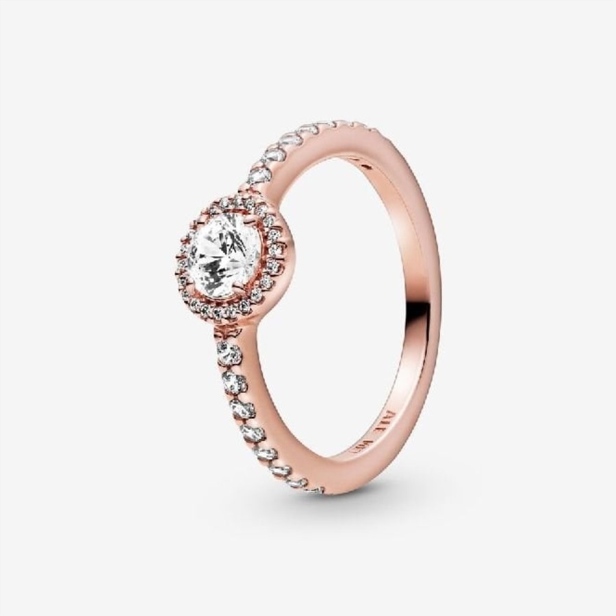 Rosa Pandora Klassisk Sparkle Halo Ring