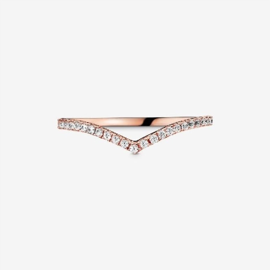 Rose Pandora Pd Glitrende Wishbone Ring