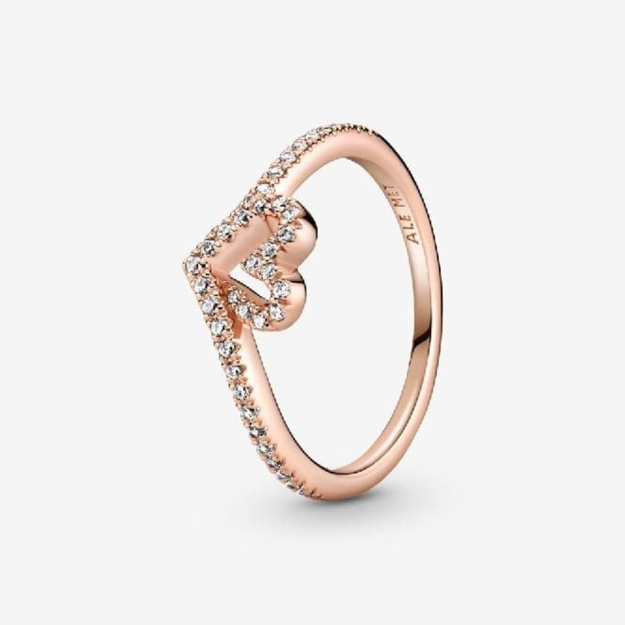 Rose Pandora Glitrende Wishbone Hjertering