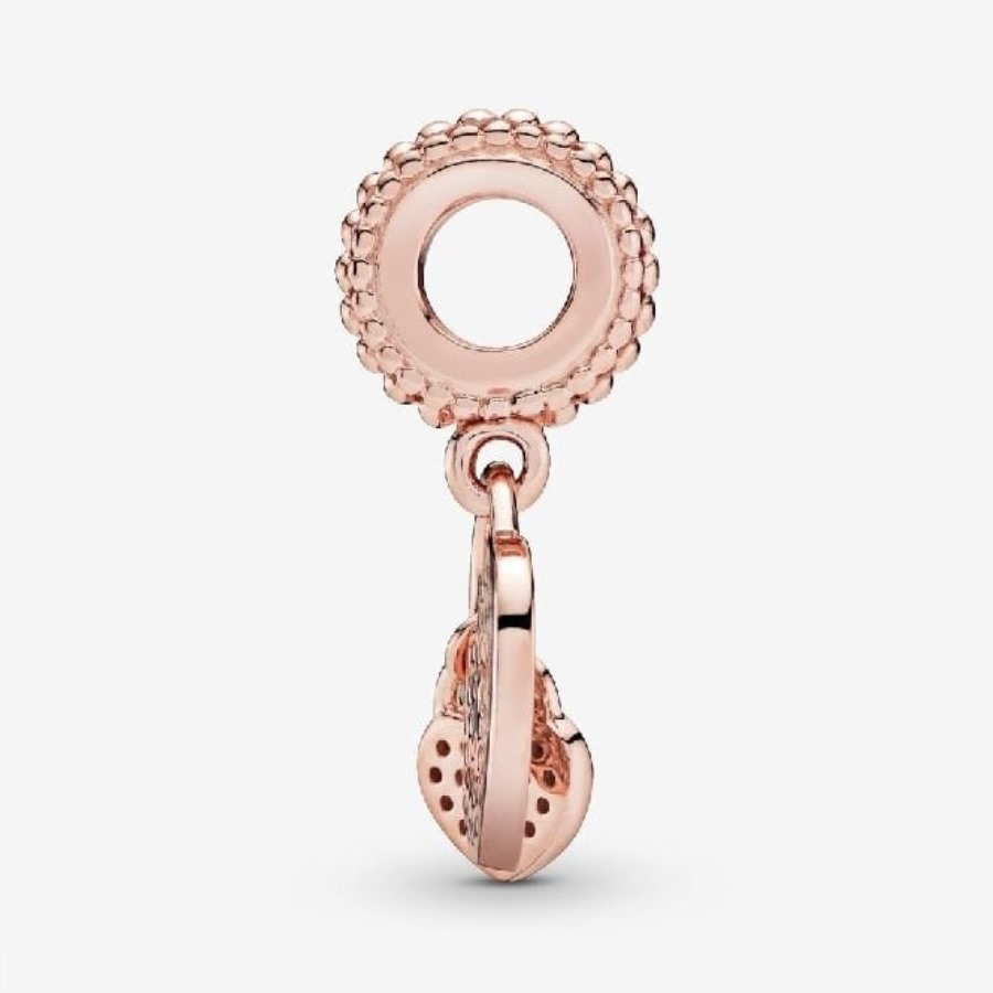 Rose Pave Hjerte Hengelåser Dingler Sjarm Pandora