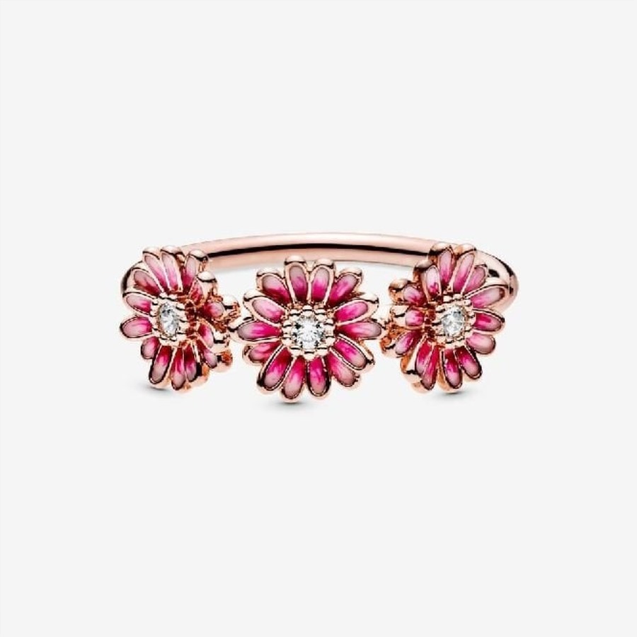 Rose Rosa Tusenfryd Pandora Blomst Trio Ring