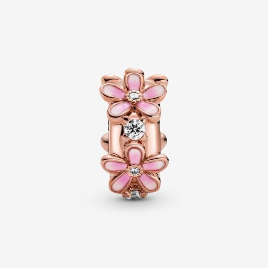 Rosa Rosa Tusenfryd Spacer Clip Charms Pandora