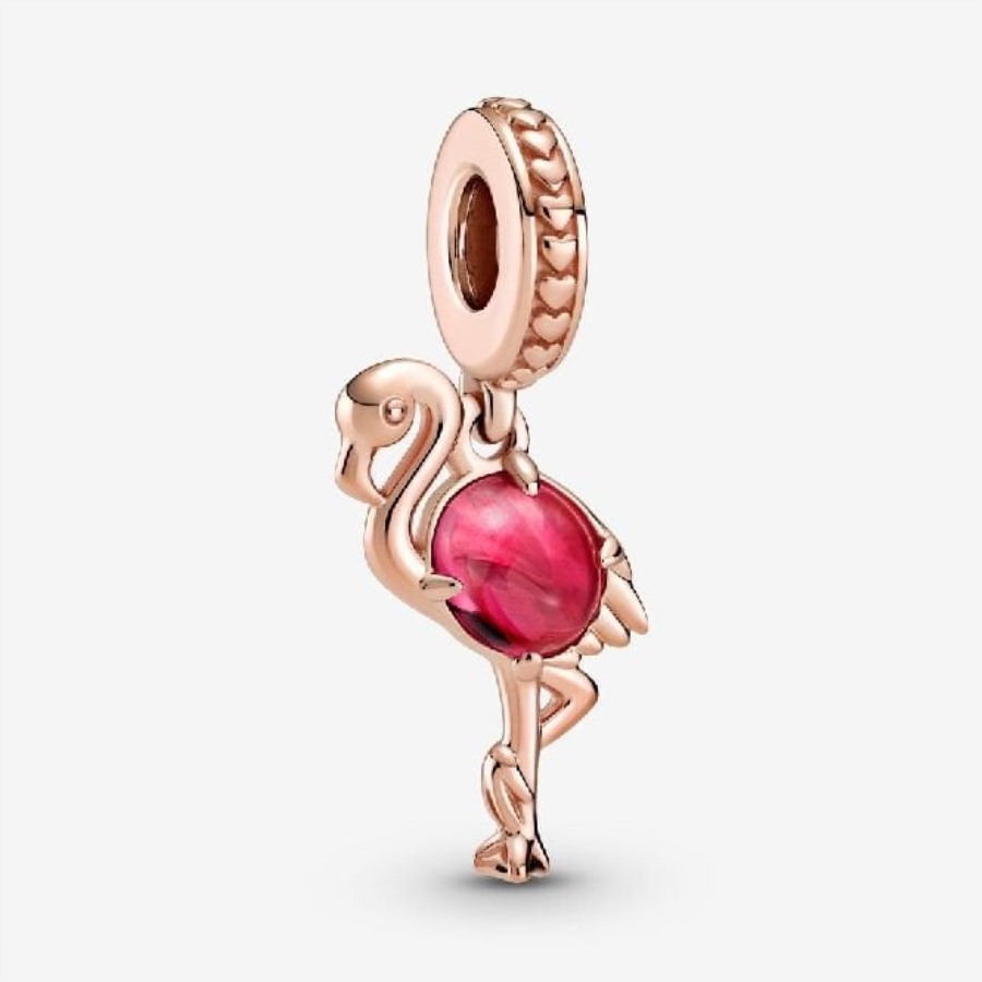 Rose Rosa Murano Glass Flamingo Dingle Sjarm Pandora