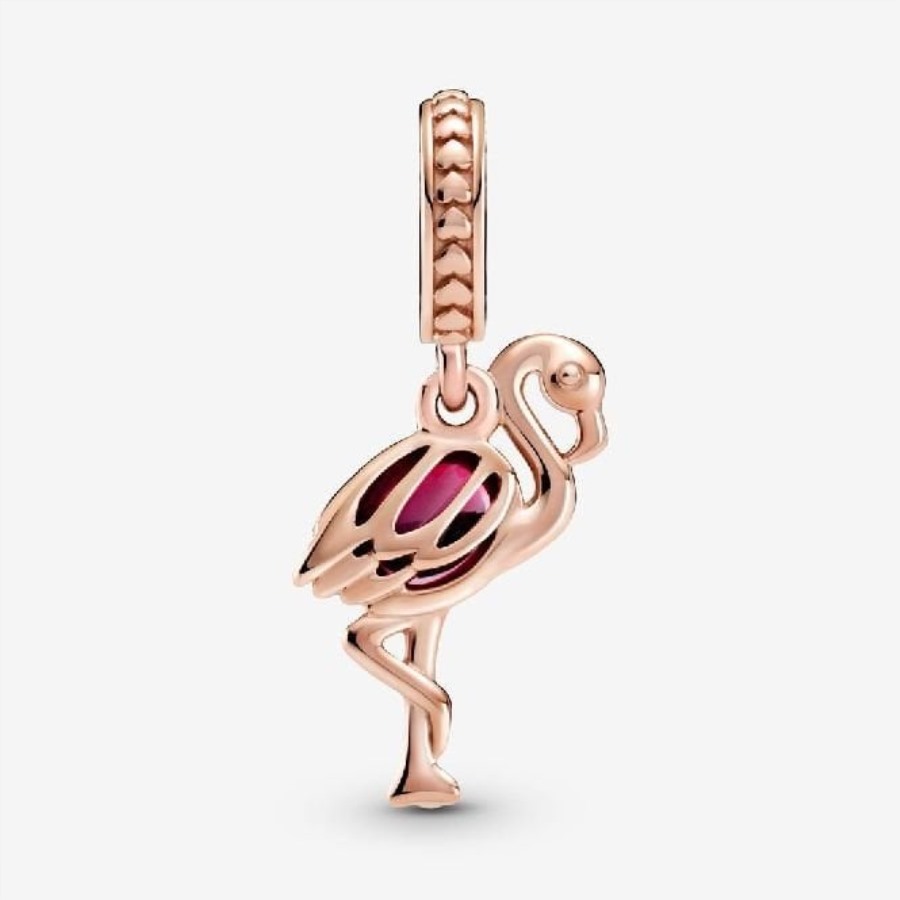 Rose Rosa Murano Glass Flamingo Dingle Sjarm Pandora