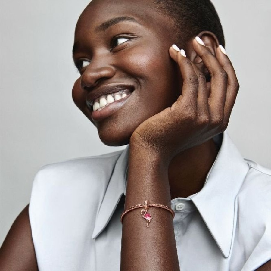 Rose Rosa Murano Glass Flamingo Dingle Sjarm Pandora