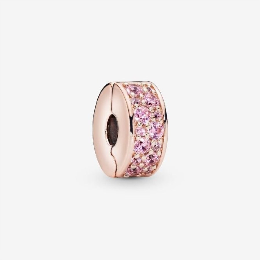 Rose Rosa Pave Clip Sjarm Pandora