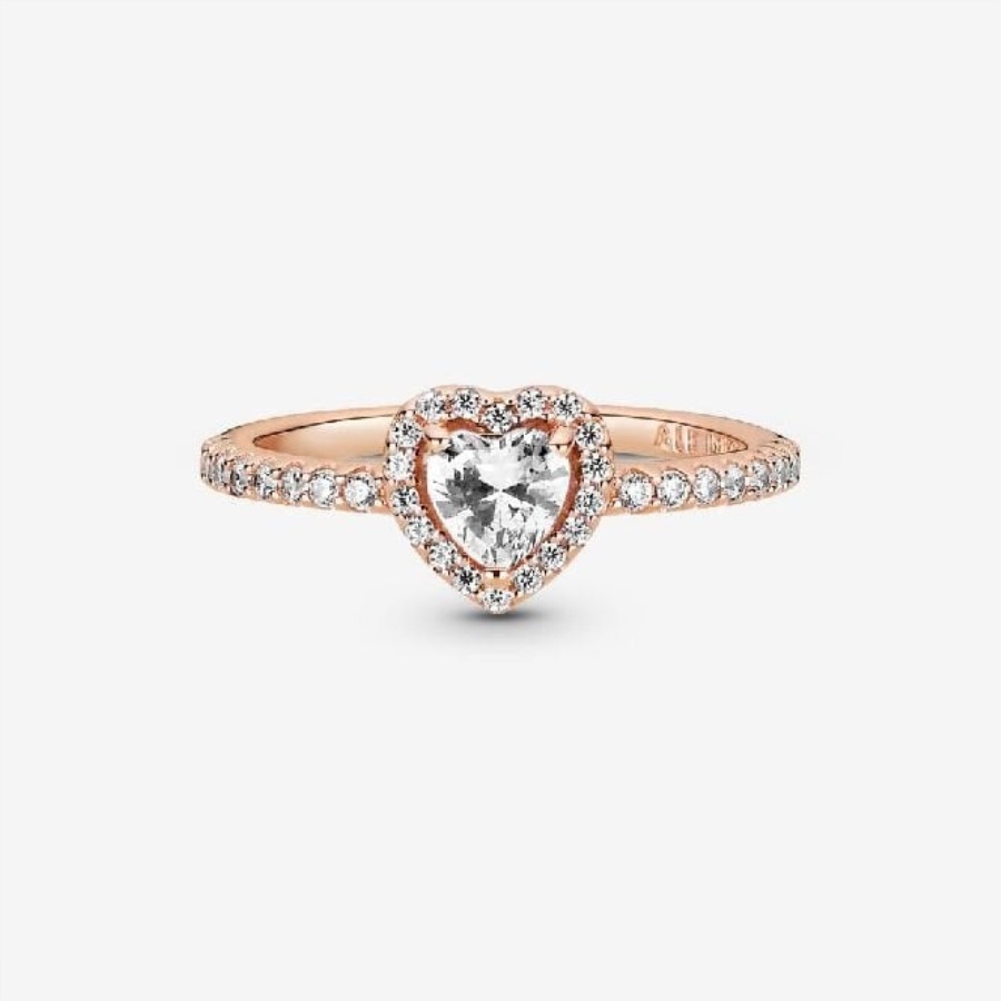 Rose Glitrende Forhøyet Hjertering Pandora