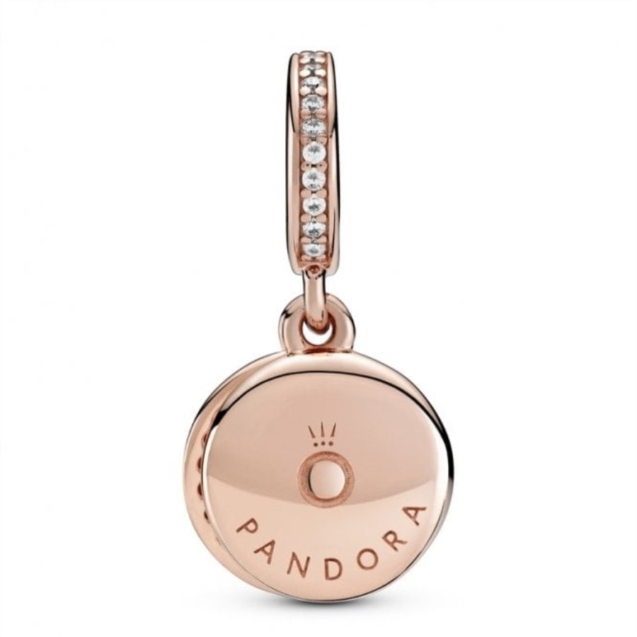 Rose Glitrende Lyseblå Skive Dobbel Dingle Charms Pandora