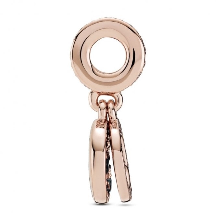 Rose Glitrende Lyseblå Skive Dobbel Dingle Charms Pandora