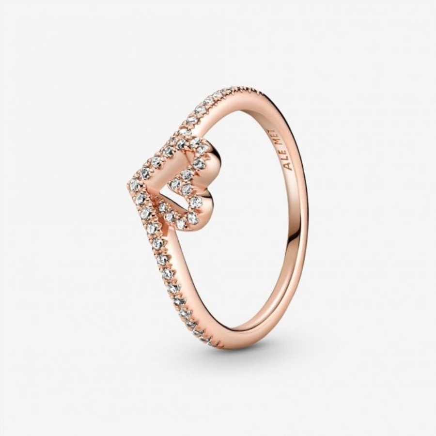 Rose Glitrende Pandora Wishbone Hjertering