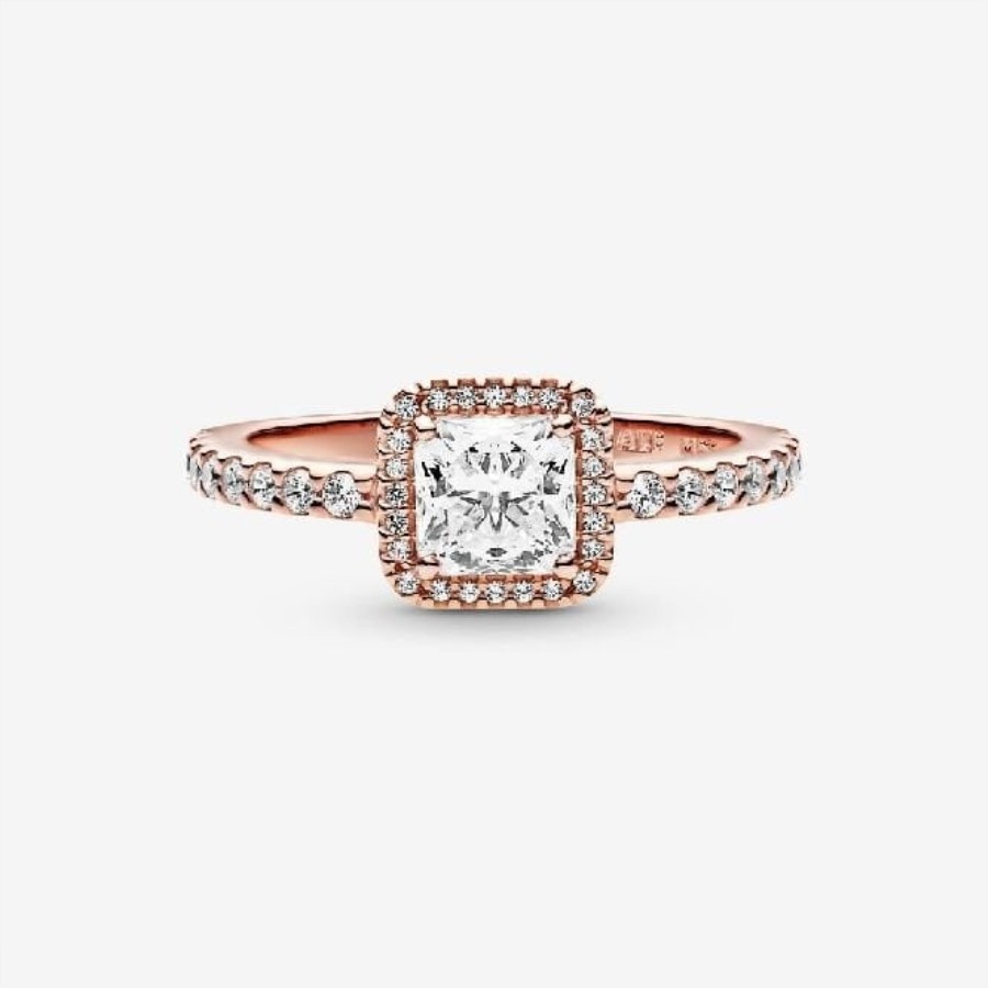 Rose Square Sparkle Glorie Pandora Ring