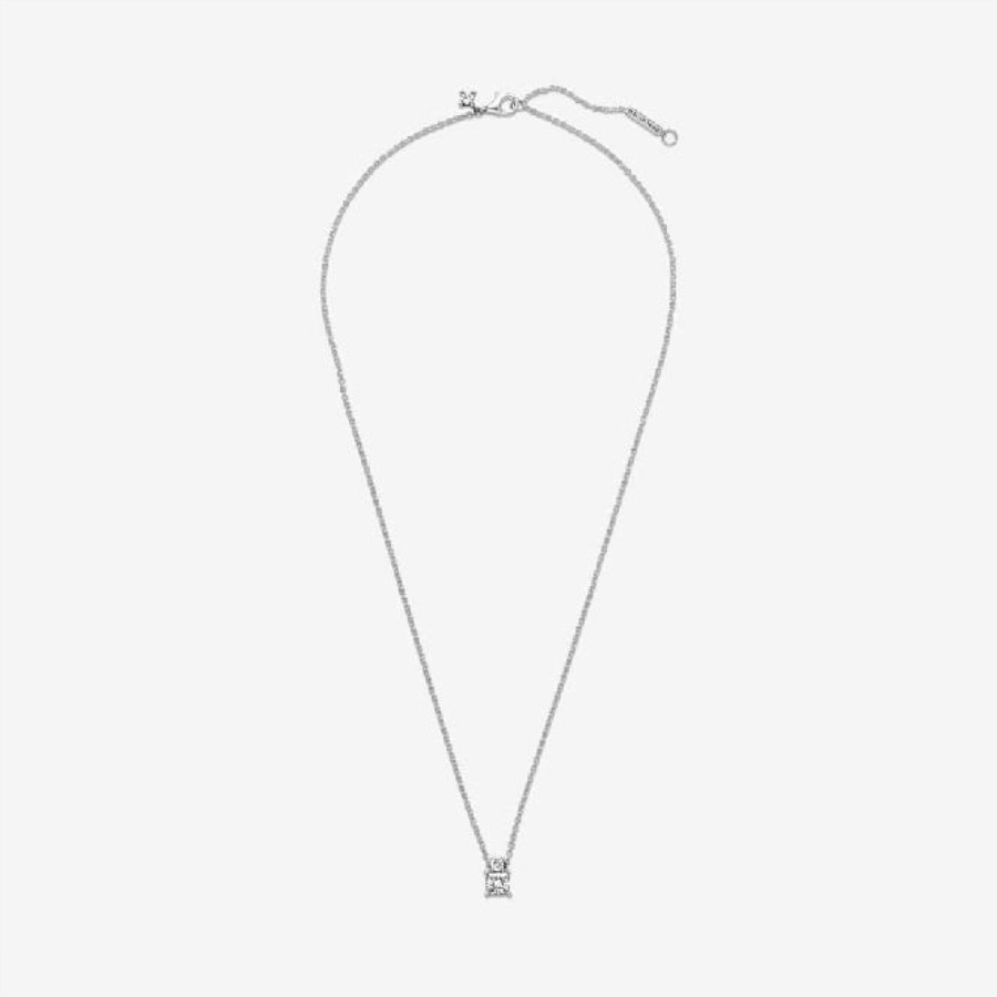 Glitrende Collier Rundt Og Firkantet Anheng Pandora