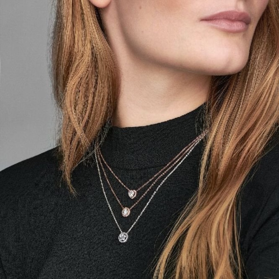 Glitrende Hjerte Collier Halskjede Pandora