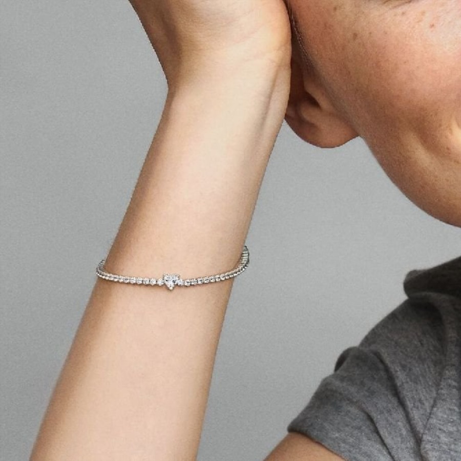 Glitrende Hjerte Tennis Pandora Armbånd