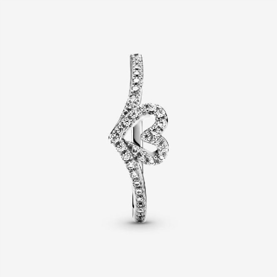 Glitrende Pandora Wishbone Hjertering