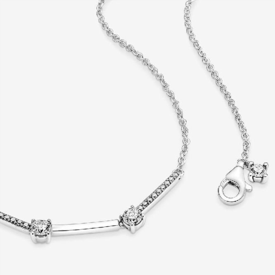 Glitrende Pave Collier Bars Halskjede Pandora
