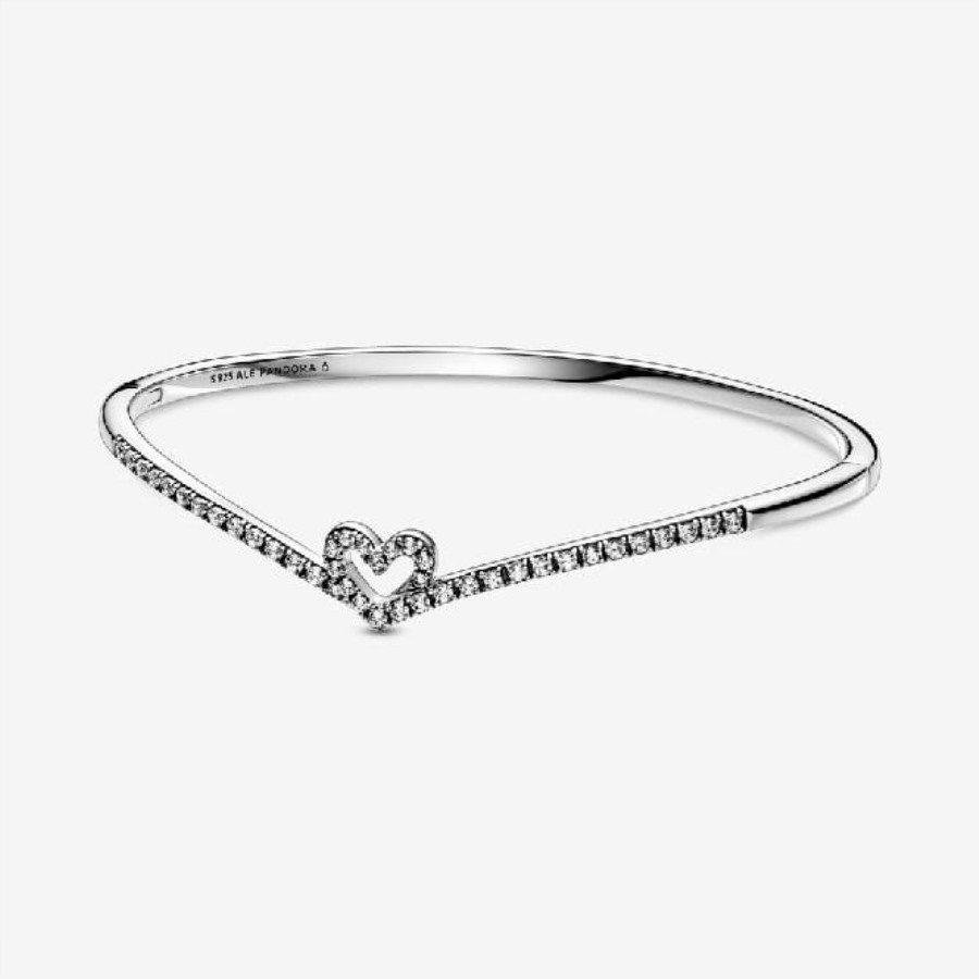 Glitrende Wishbone Hjerte Armring Pandora