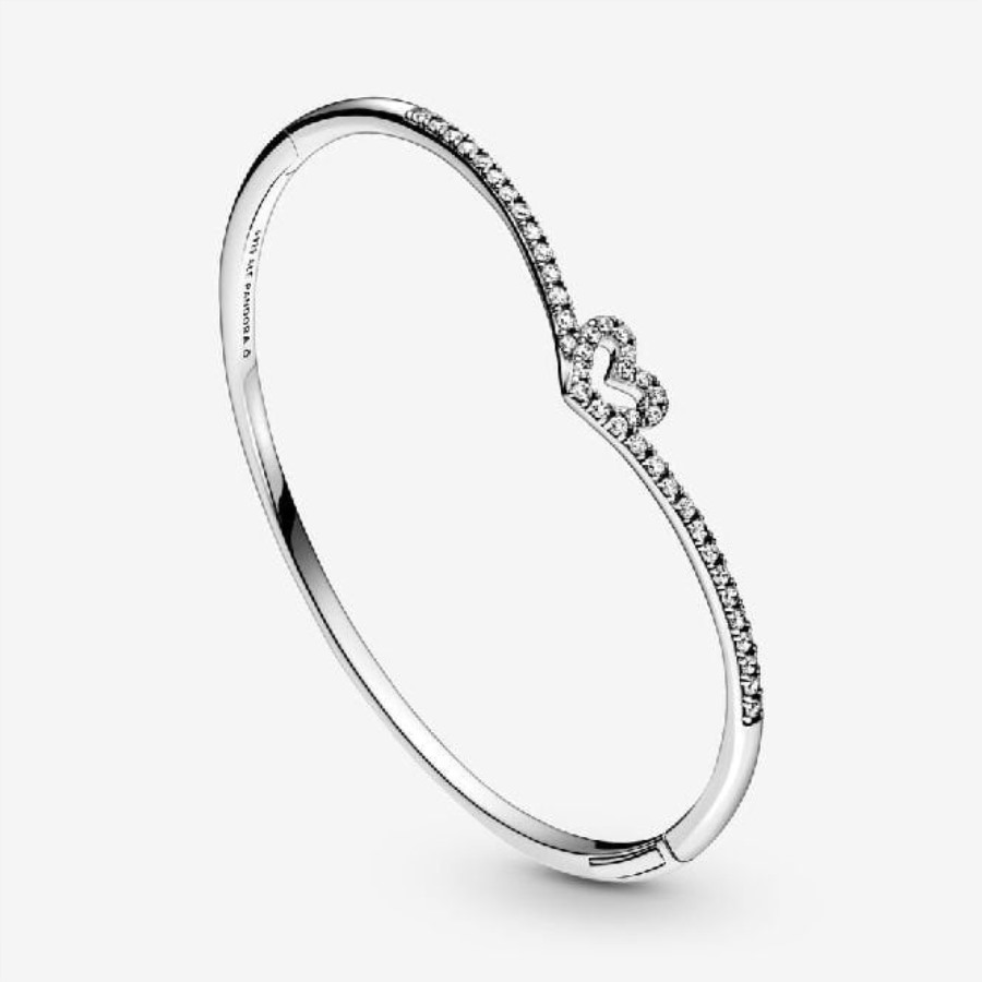 Glitrende Wishbone Hjerte Armring Pandora