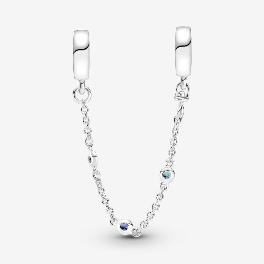 Trippel Blå Stein Sikkerhetskjeder Pandora