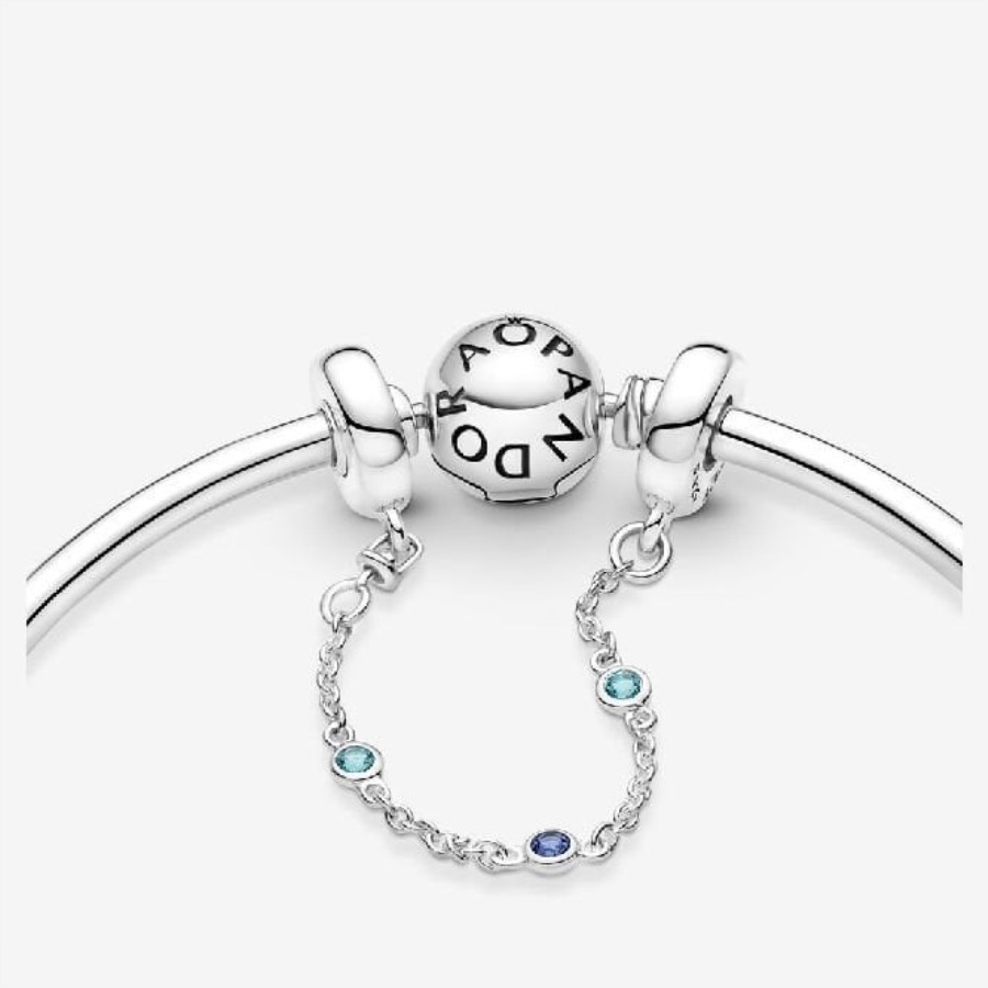 Trippel Blå Stein Sikkerhetskjeder Pandora